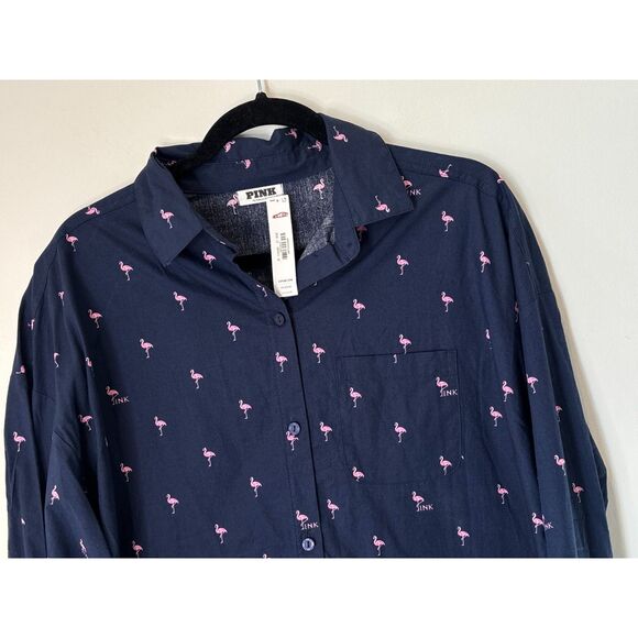 PINK Victoria Secret Flamingo Classic Oversized Shirt XS-Small NEW a46 - Picture 3 of 11